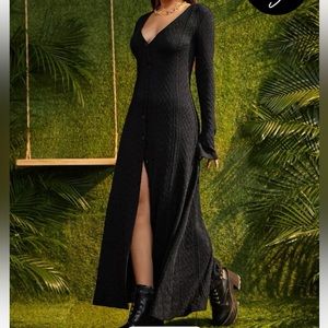 Textured flounce button up dress